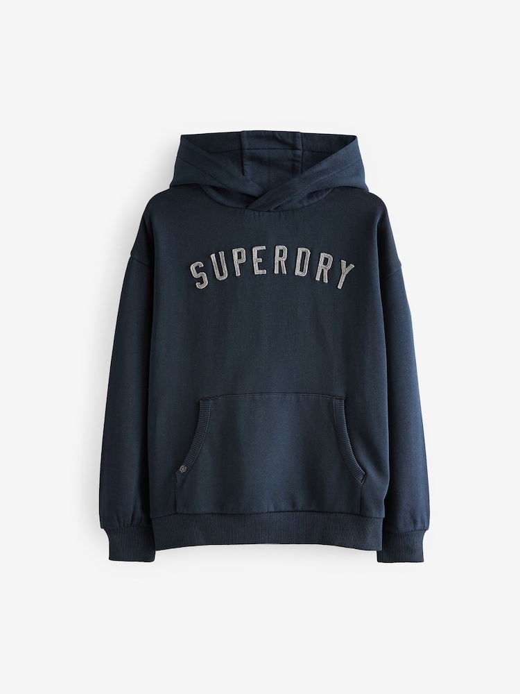 Superdry Navy Hoodie - Image 6 of 9