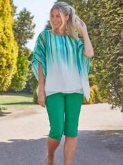 Roman Mid Green Knee Length Stretch Shorts - Image 1 of 4