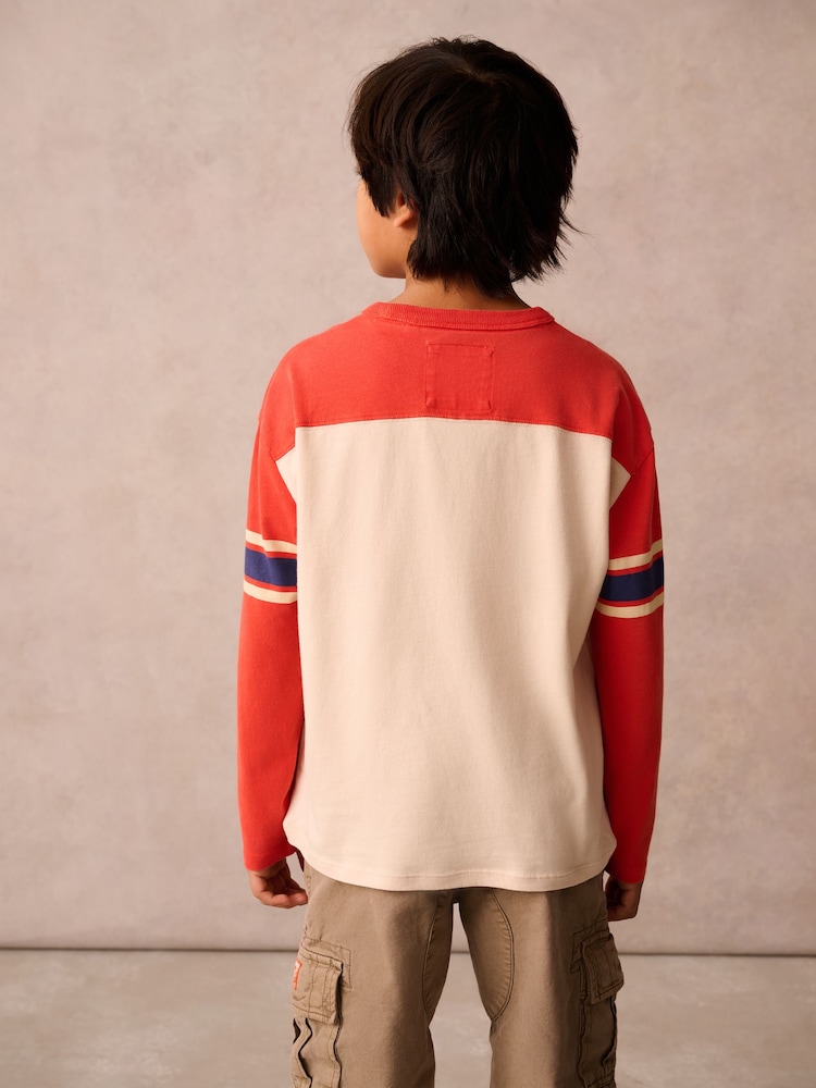 Superdry Orange Long Sleeve T-Shirt with Flock Print - Image 3 of 9