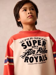 Superdry Orange Long Sleeve T-Shirt with Flock Print - Image 4 of 9