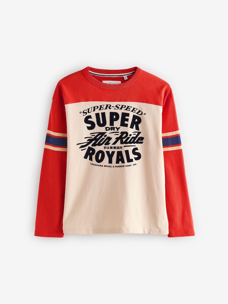 Superdry Orange Long Sleeve T-Shirt with Flock Print - Image 5 of 9