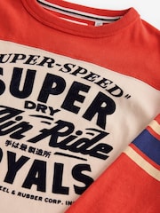 Superdry Orange Long Sleeve T-Shirt with Flock Print - Image 8 of 9