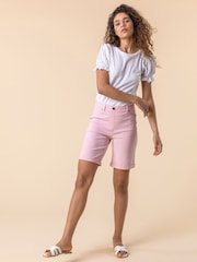 Roman Light Pink Turned Hem Stretch Shorts - Image 3 of 4