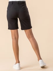Roman Black Turned Hem Stretch Shorts - Image 2 of 4