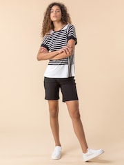 Roman Black Turned Hem Stretch Shorts - Image 3 of 4