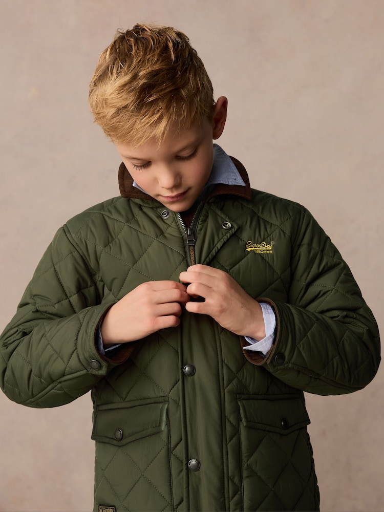 Superdry Green Quilted Collared Jacket - Image 3 of 14