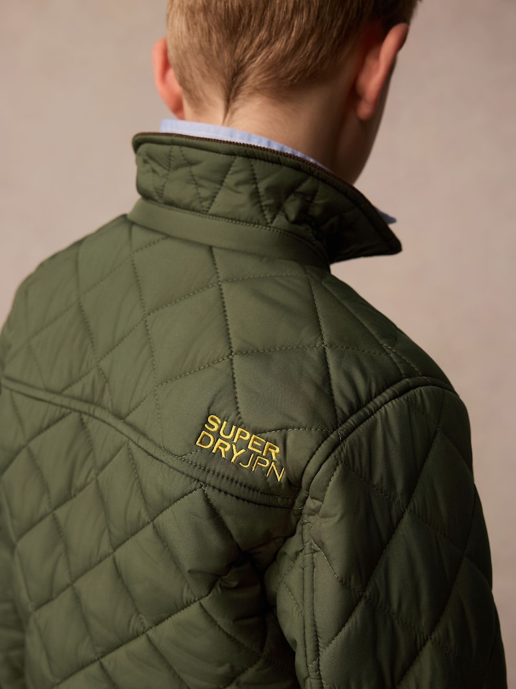 Superdry Green Quilted Collared Jacket - Image 4 of 14