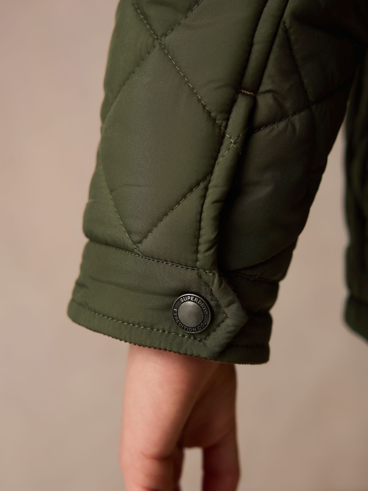 Superdry Green Quilted Collared Jacket - Image 5 of 14