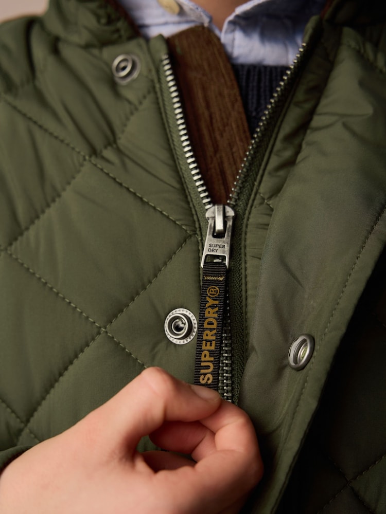 Superdry Green Quilted Collared Jacket - Image 6 of 14