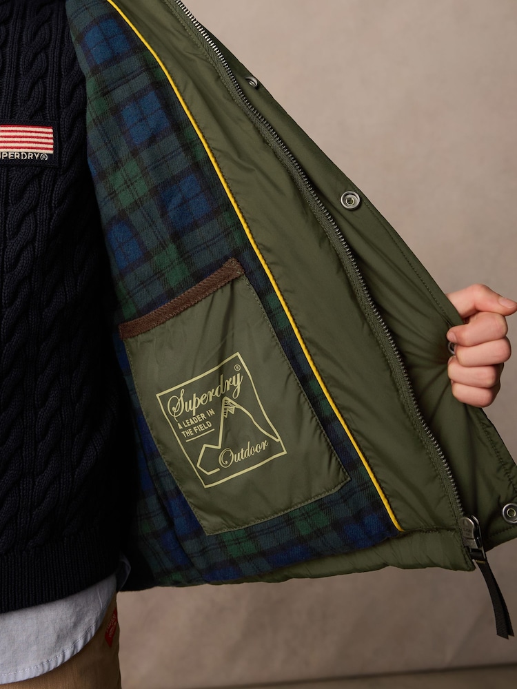 Superdry Green Quilted Collared Jacket - Image 7 of 14