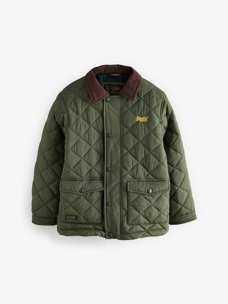 Superdry Green Quilted Collared Jacket - Image 9 of 14
