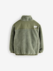 Superdry Green Borg Zip Through Jacket - Image 3 of 6