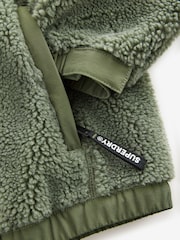 Superdry Green Borg Zip Through Jacket - Image 4 of 6