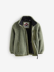 Superdry Green Borg Zip Through Jacket - Image 8 of 11
