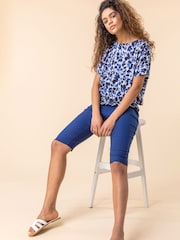 Roman Light Blue Knee Length Stretch Shorts - Image 4 of 4