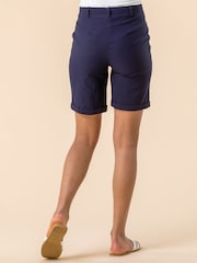 Roman Dark Blue Turned Hem Stretch Shorts - Image 2 of 4