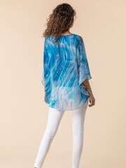 Roman Blue Abstract Print Chiffon Top - Image 2 of 4