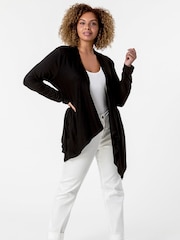 Roman Black Curve Waterfall Front Jersey Cardigan - Image 1 of 4