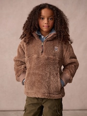 Superdry Brown 1/4 Zip Teddy Fleece - Image 1 of 10