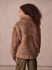 Superdry Brown 1/4 Zip Teddy Fleece - Image 2 of 10