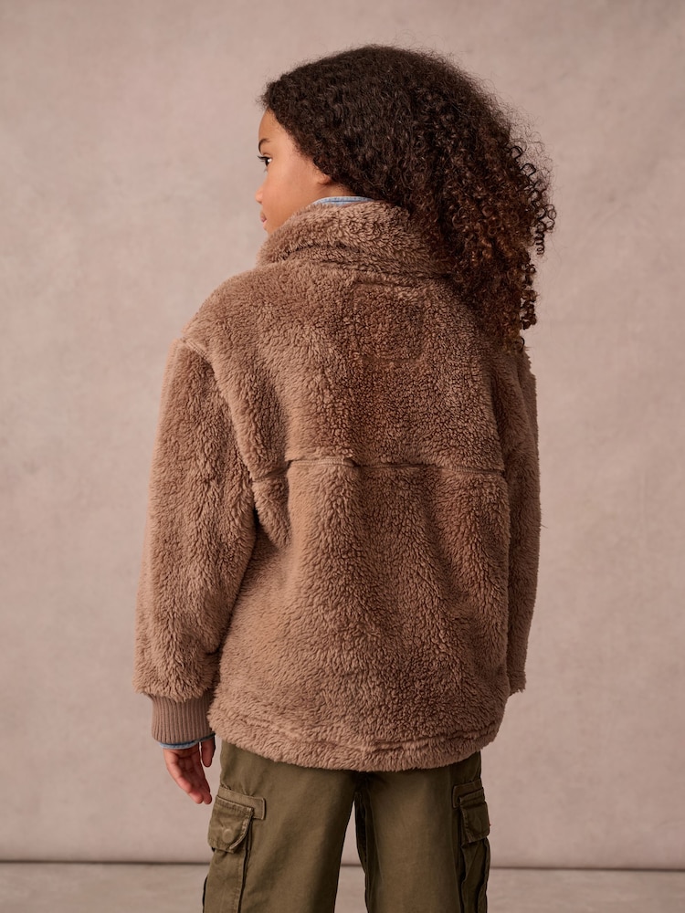 Superdry Brown 1/4 Zip Teddy Fleece - Image 2 of 10