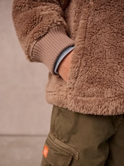 Superdry Brown 1/4 Zip Teddy Fleece - Image 3 of 10