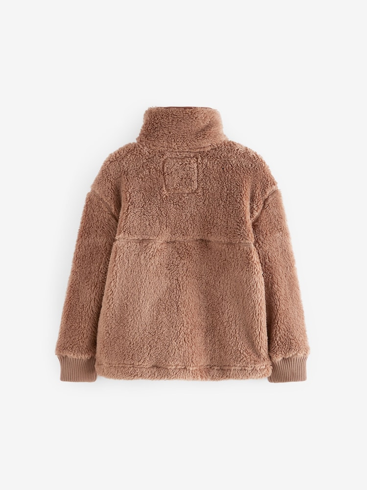 Brun - Superdry 1/4 Teddy Fleece med lynlås - Image 7 of 10