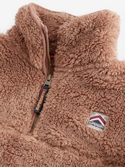 Superdry Brown 1/4 Zip Teddy Fleece - Image 8 of 10