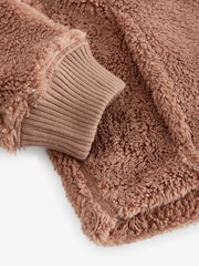 Superdry Brown 1/4 Zip Teddy Fleece - Image 9 of 10
