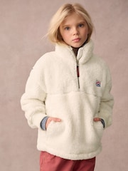 Superdry White 1/4 Zip Teddy Fleece - Image 1 of 8