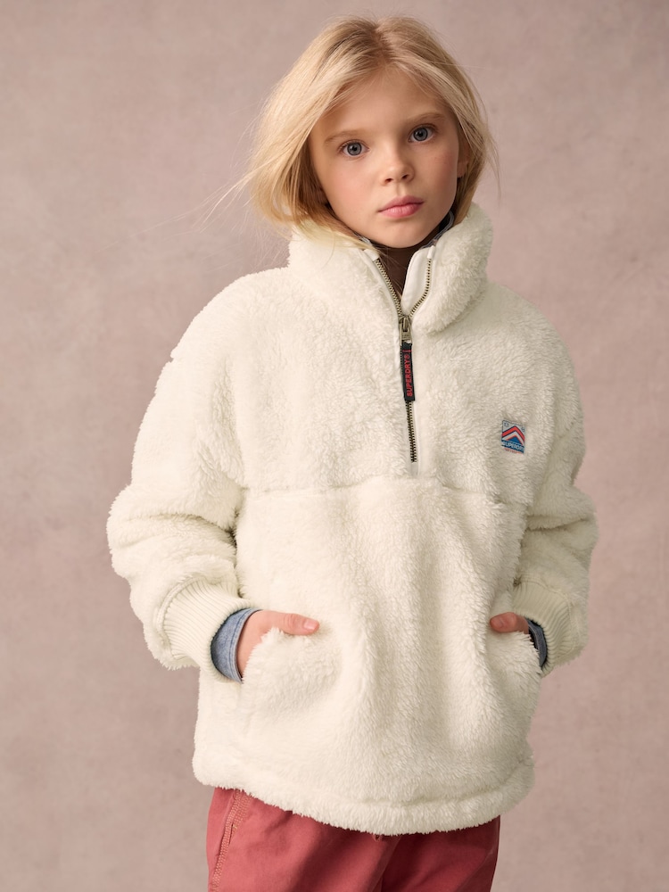 Superdry White 1/4 Zip Teddy Fleece - Image 1 of 8