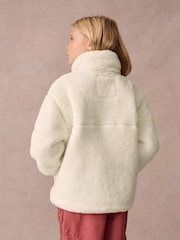 Superdry White 1/4 Zip Teddy Fleece - Image 2 of 8