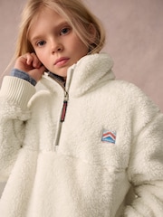 Superdry White 1/4 Zip Teddy Fleece - Image 3 of 8