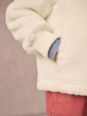 Superdry White 1/4 Zip Teddy Fleece - Image 4 of 8