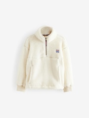 Superdry White 1/4 Zip Teddy Fleece - Image 5 of 8