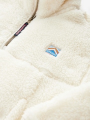 Superdry White 1/4 Zip Teddy Fleece - Image 7 of 8