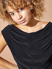 Roman Black Cowl Neck Ruched Jumpsuit - Image 4 of 4