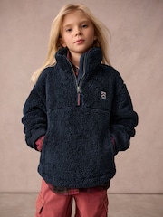 Superdry Navy 1/4 Zip Teddy Fleece - Image 1 of 9