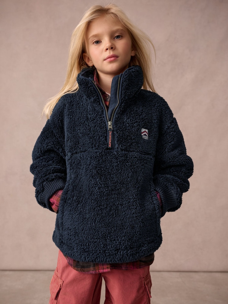 Superdry Navy 1/4 Zip Teddy Fleece - Image 1 of 9