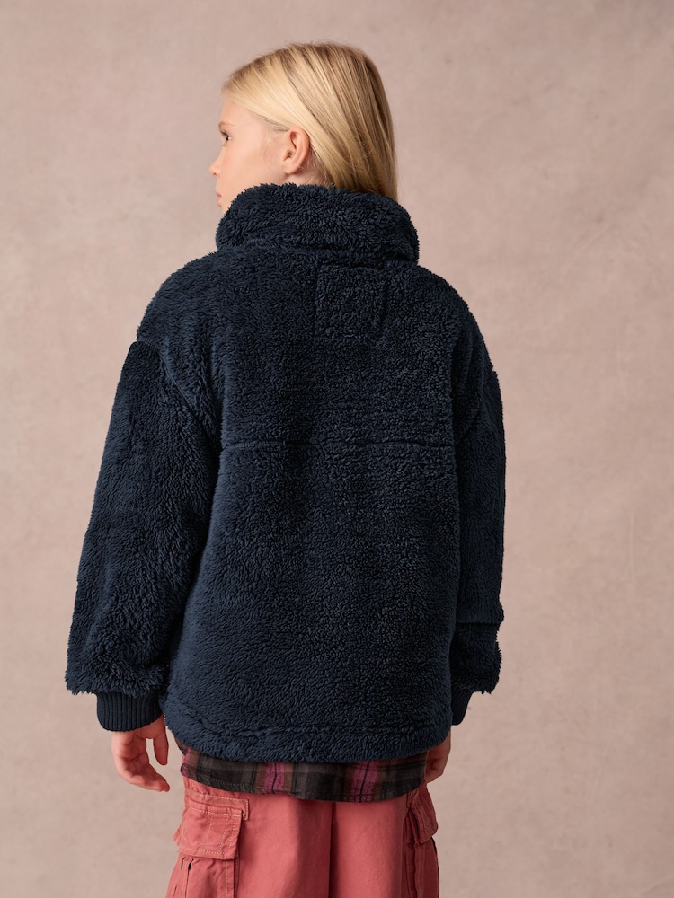 Superdry Navy 1/4 Zip Teddy Fleece - Image 2 of 9