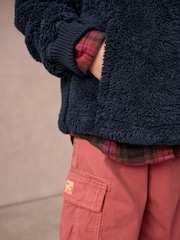 Superdry Navy 1/4 Zip Teddy Fleece - Image 4 of 9