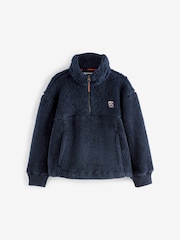 Superdry Navy 1/4 Zip Teddy Fleece - Image 5 of 9