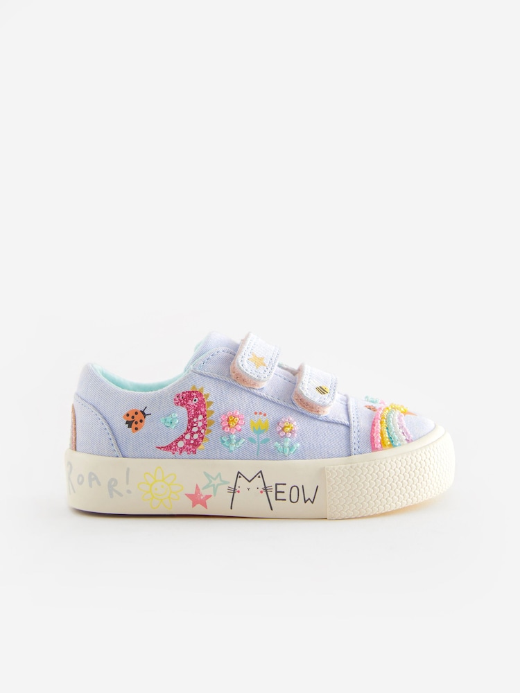 Blue Rainbow Wide Fit (G) Embellished Touch Fasten Strap Trainers - Image 2 of 5