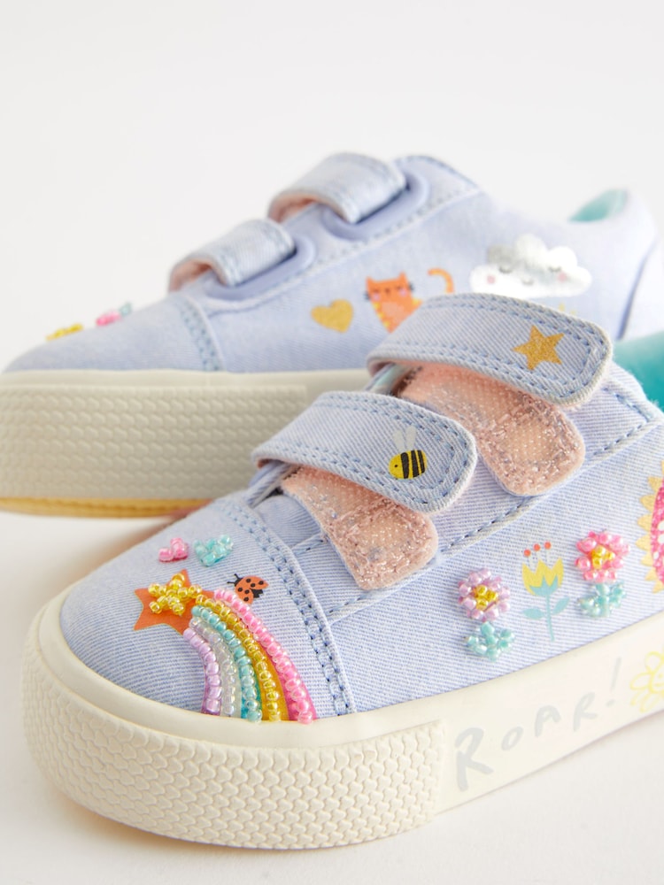Blue Rainbow Wide Fit (G) Embellished Touch Fasten Strap Trainers - Image 5 of 5