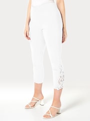 Roman White Lace Insert Crop Stretch Trousers - Image 1 of 4