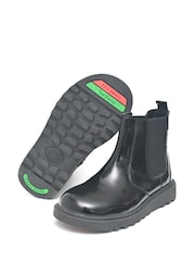 Toezone Patent Leather Side Zip and Side Elastic Black Boots - Image 3 of 7