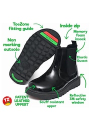 Toezone Patent Leather Side Zip and Side Elastic Black Boots - Image 6 of 7