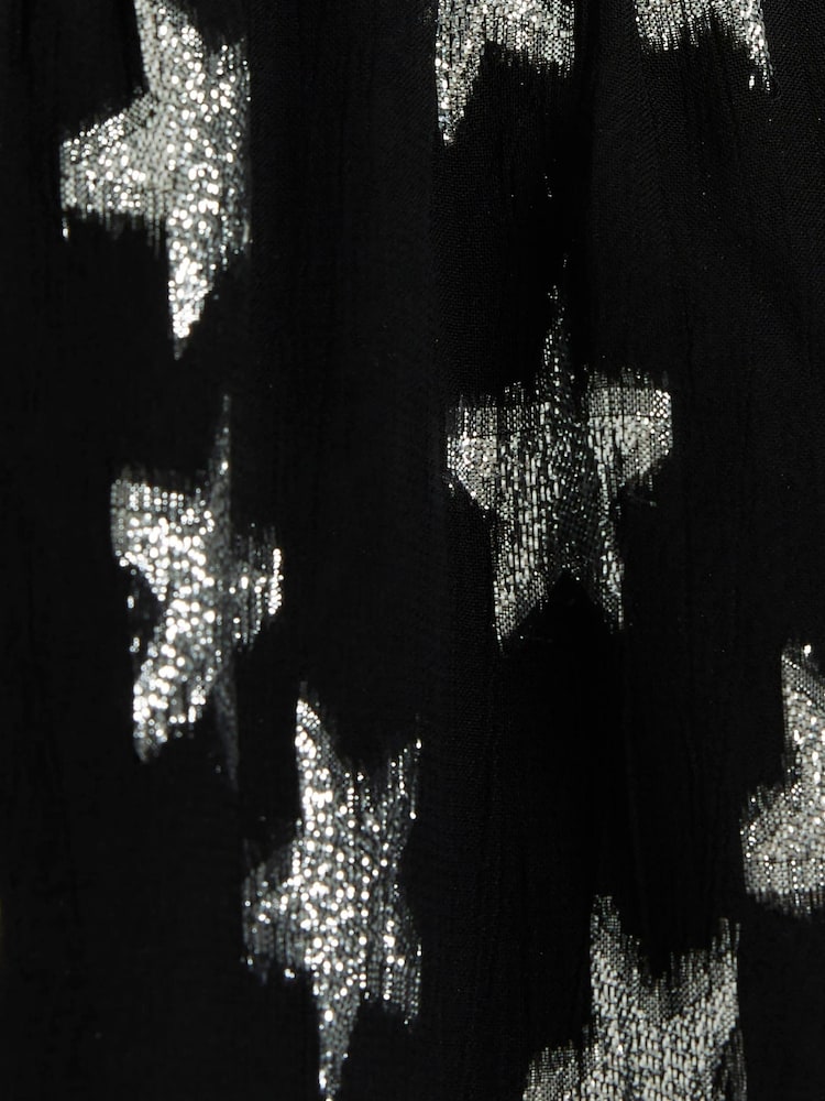 River Island Black Metallic Star Pussybow Shirt - Image 4 of 4 River Island Black Metallic Star Pussybow Shirt - Image 4 of 4