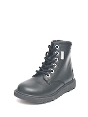 ToeZone August All Leather Side Zip and Lace Black Boots - Image 2 of 6