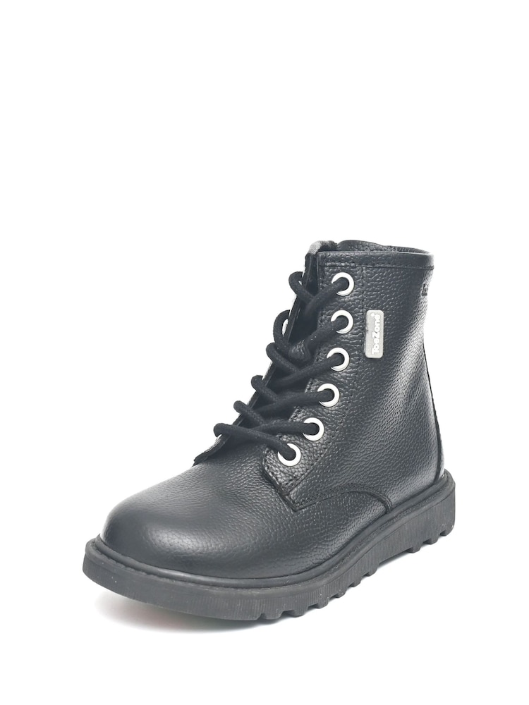 ToeZone August All Leather Side Zip and Lace Black Boots - Image 2 of 6